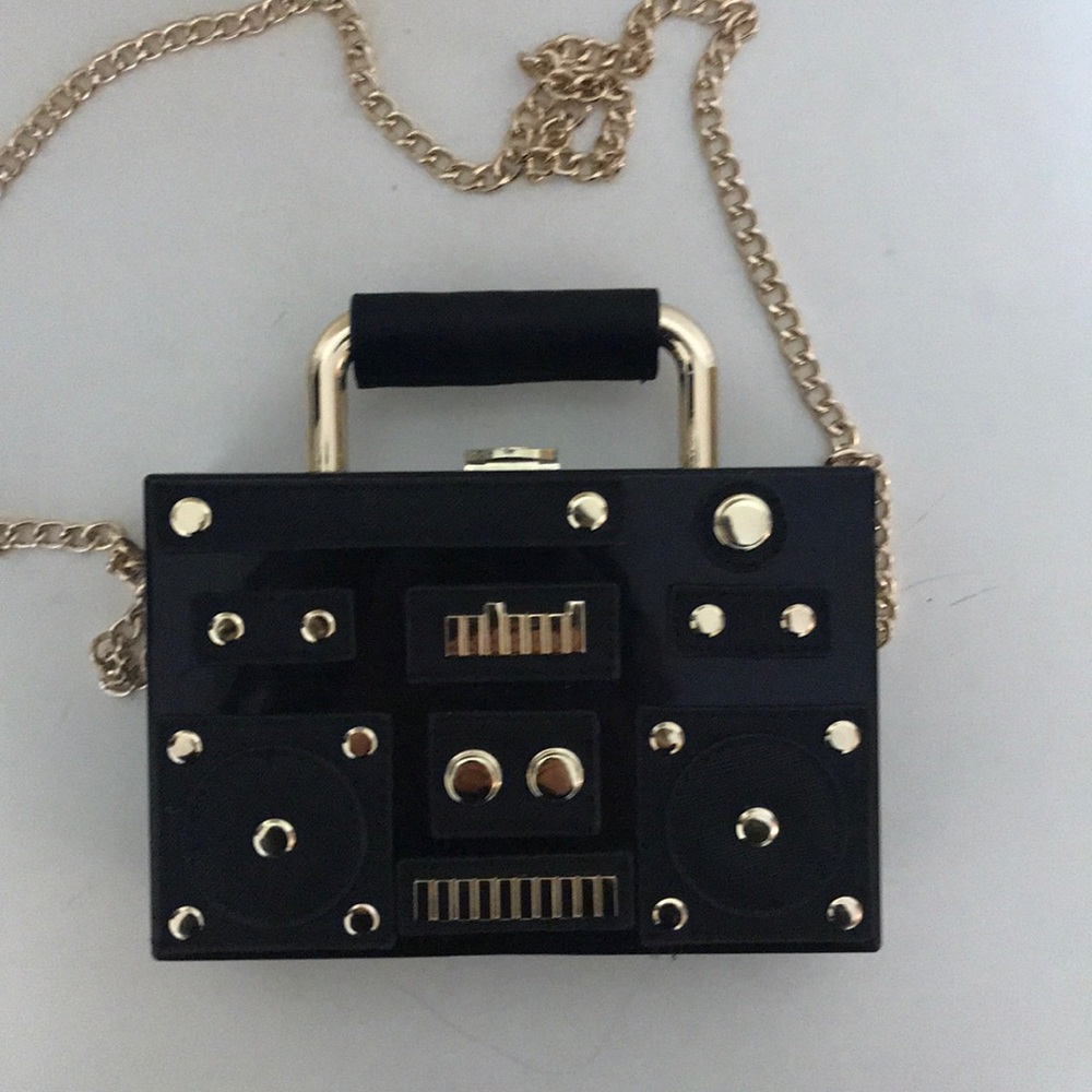 Zara acrylic clutch with hardware detail